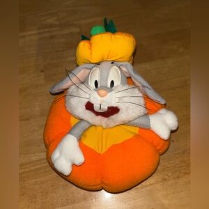 Vintage Bugs Bunny in a pumpkin looney Tunes plush stuffed animal Halloween fall